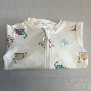 Pekkle - Onesie sleeper with Dinosaur Print - Cream/white